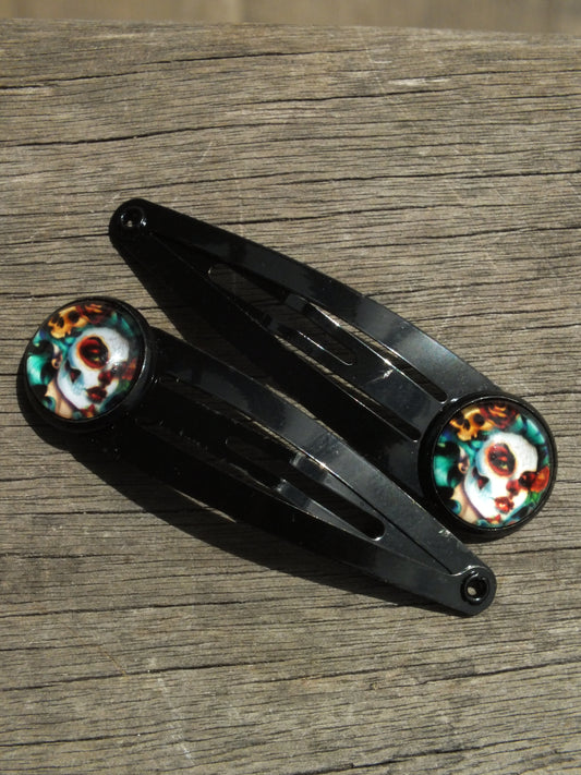 Day Of The Dead Snap Hair Clips