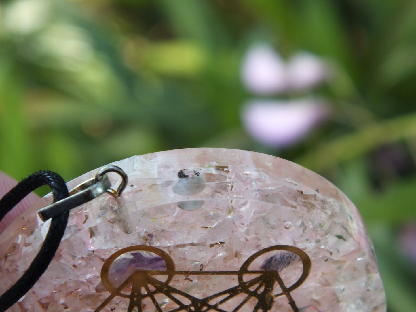 Chakra Rose Quartz with Metatron Cube Orgonite Necklace