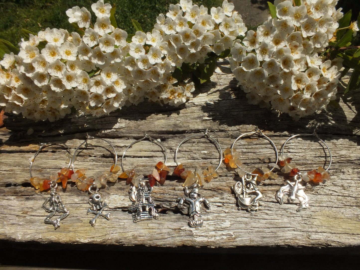 Carnelian Halloween Wine Charm Set