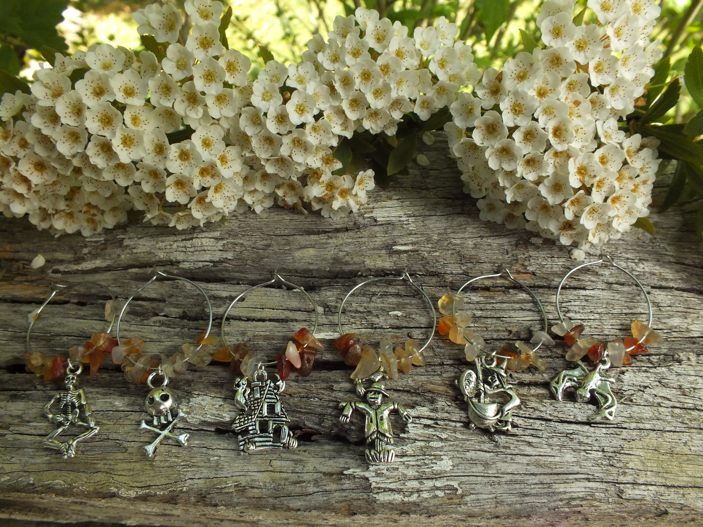 Carnelian Halloween Wine Charm Set