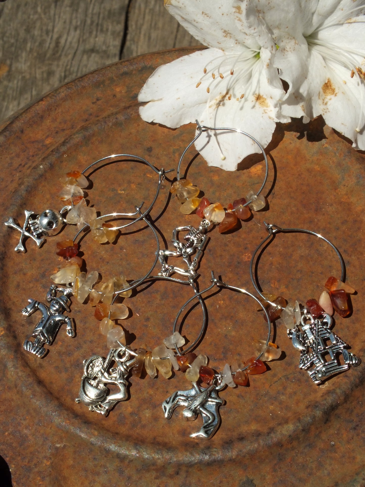 Carnelian Halloween Wine Charm Set