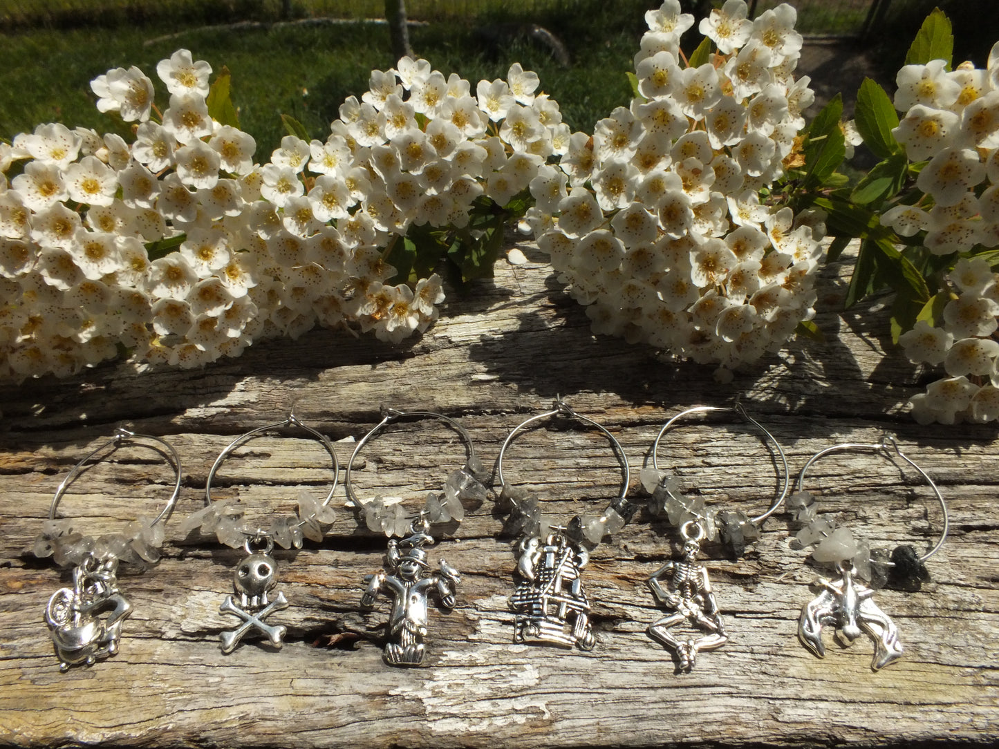 Tourmalinated Quartz Halloween Wine Charm Set