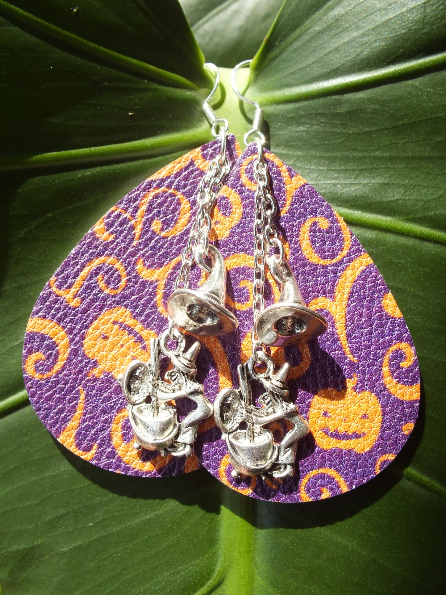 Halloween Leather & Chain Witch Earrings