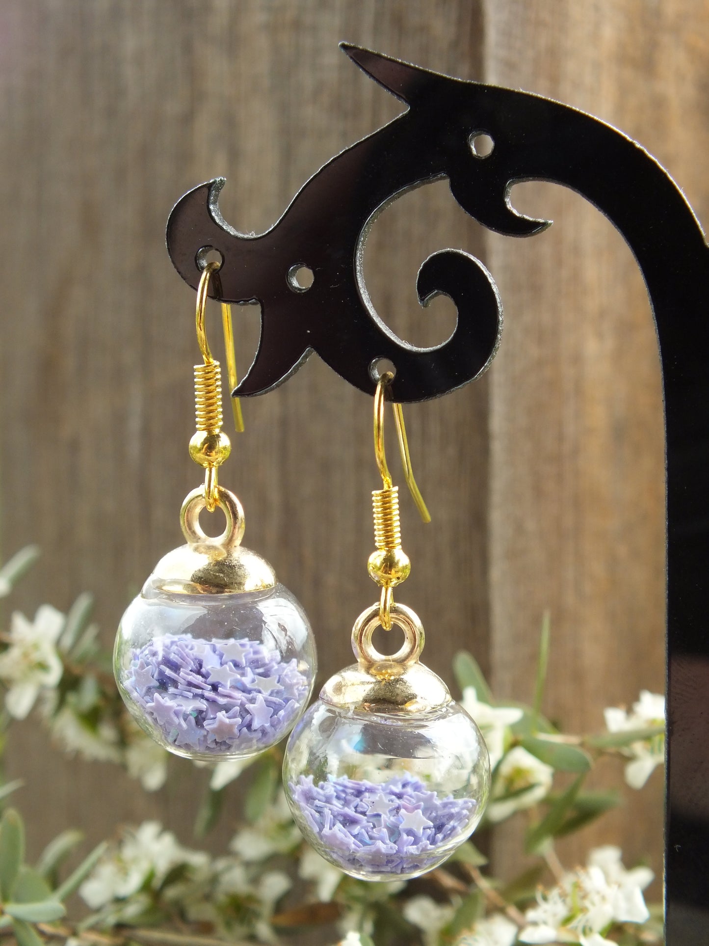 Light Purple Star Bauble Earrings