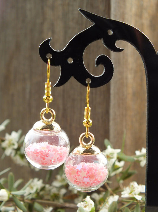 Light Pink Star Bauble Earrings