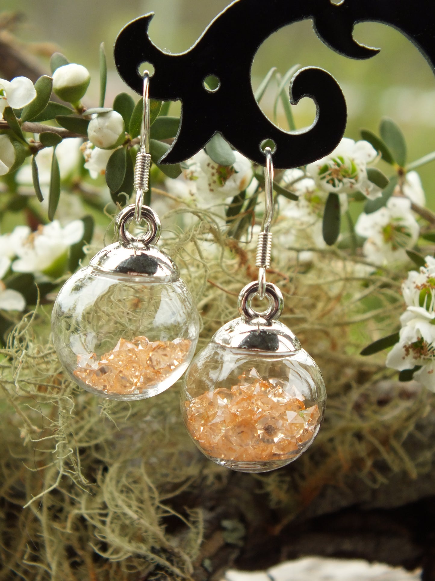 Orange Diamante Bauble Earrings