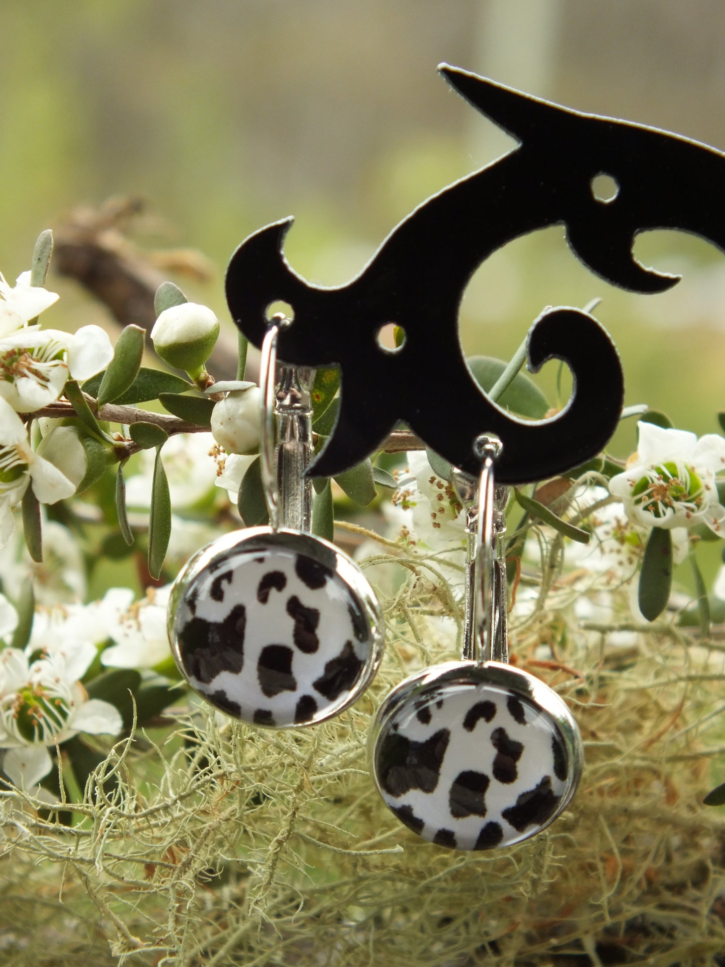 Cow Print Cabochon Earrings