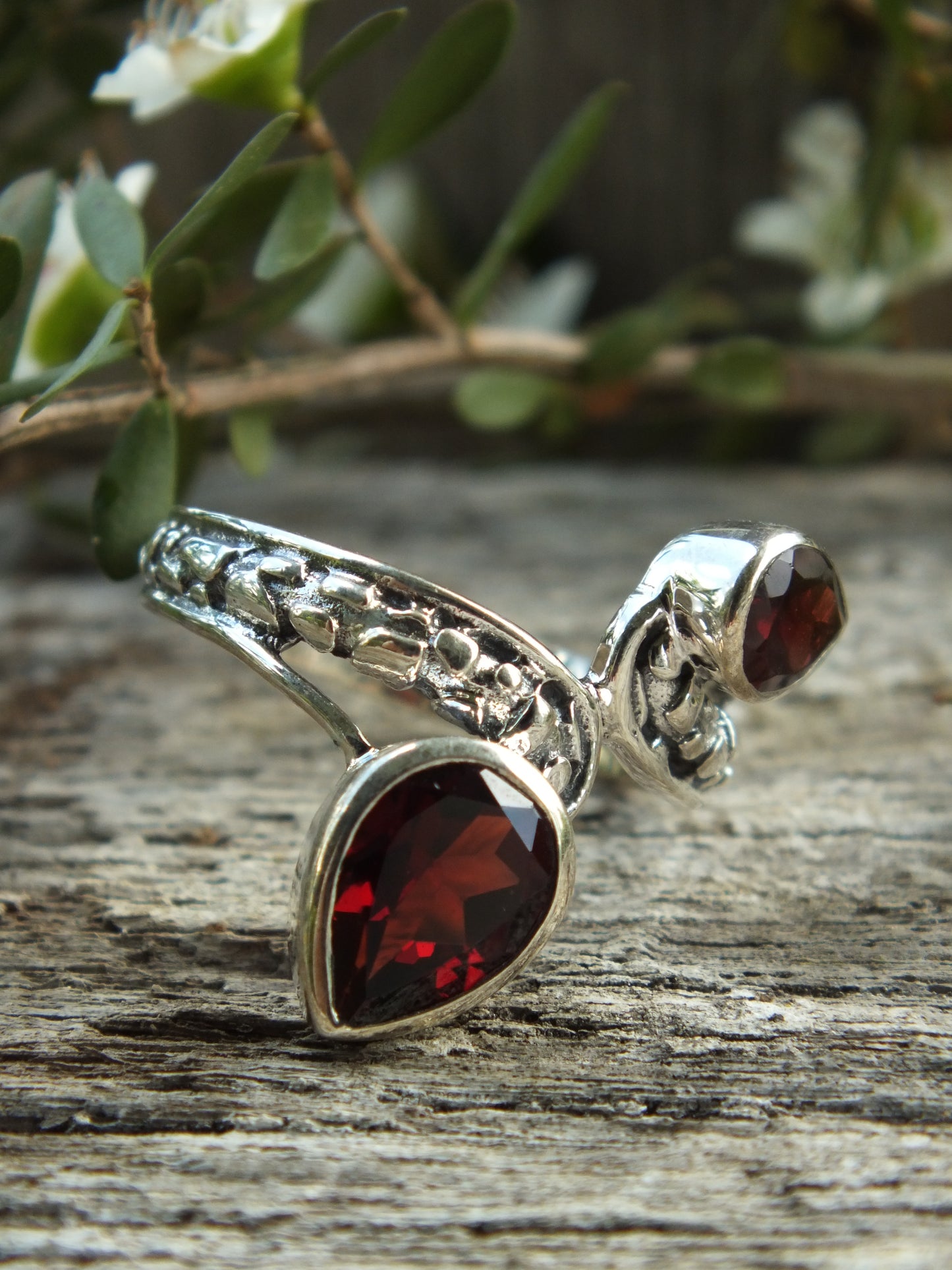 Sterling Silver & Garnet Ring