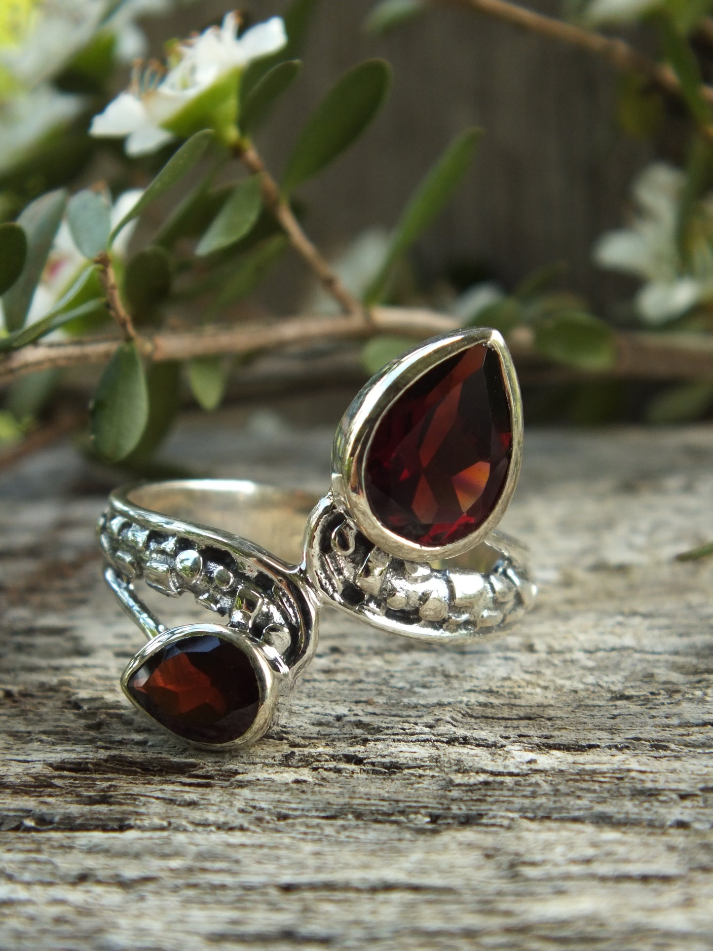Sterling Silver & Garnet Ring