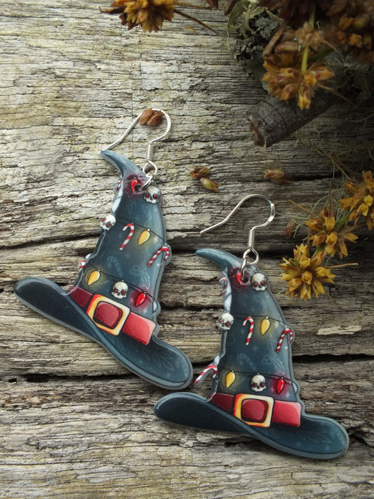 Alternative Christmas Witches Hat Earrings