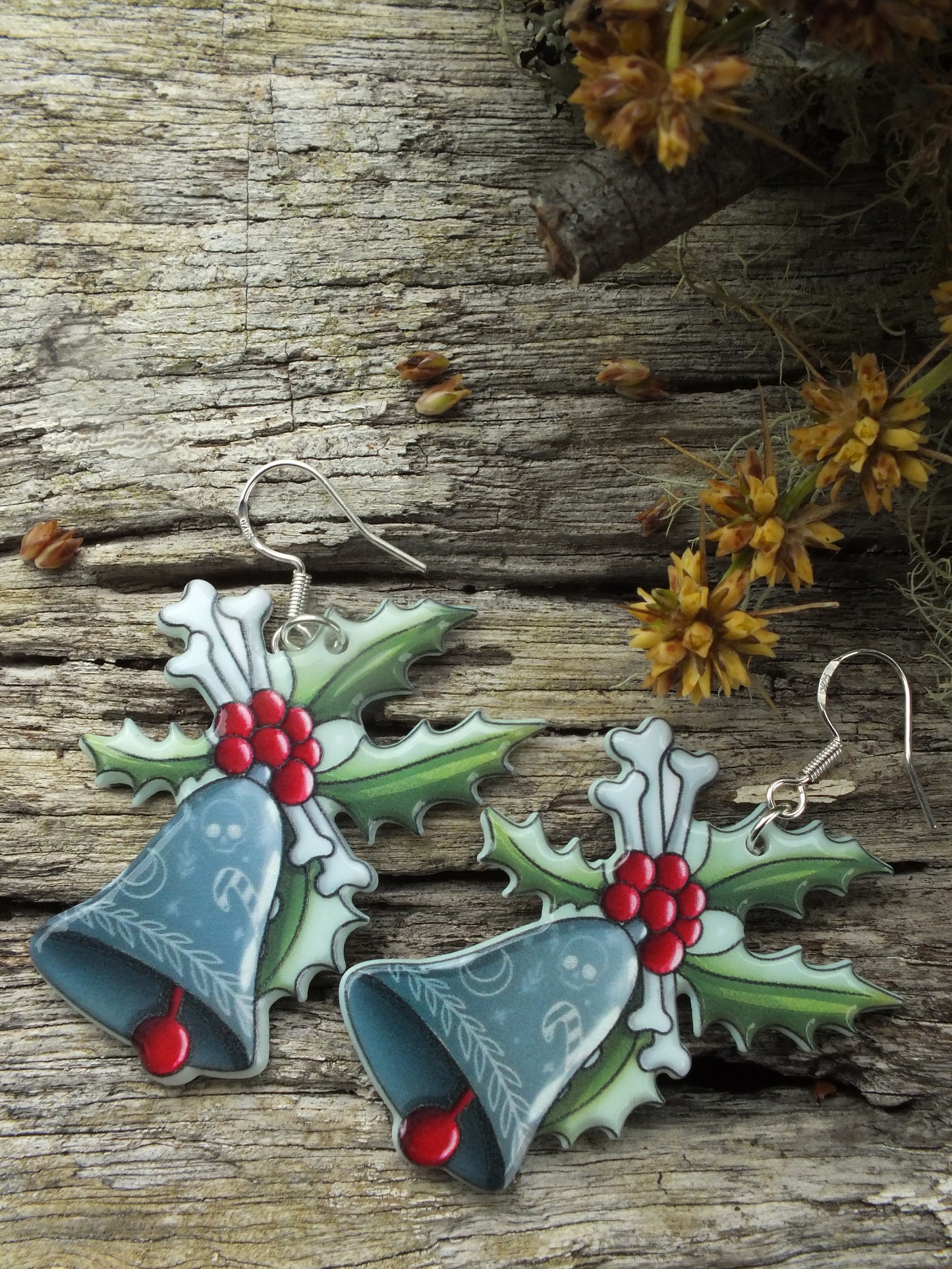 Alternative Christmas Bones & Christmas Bell Earrings
