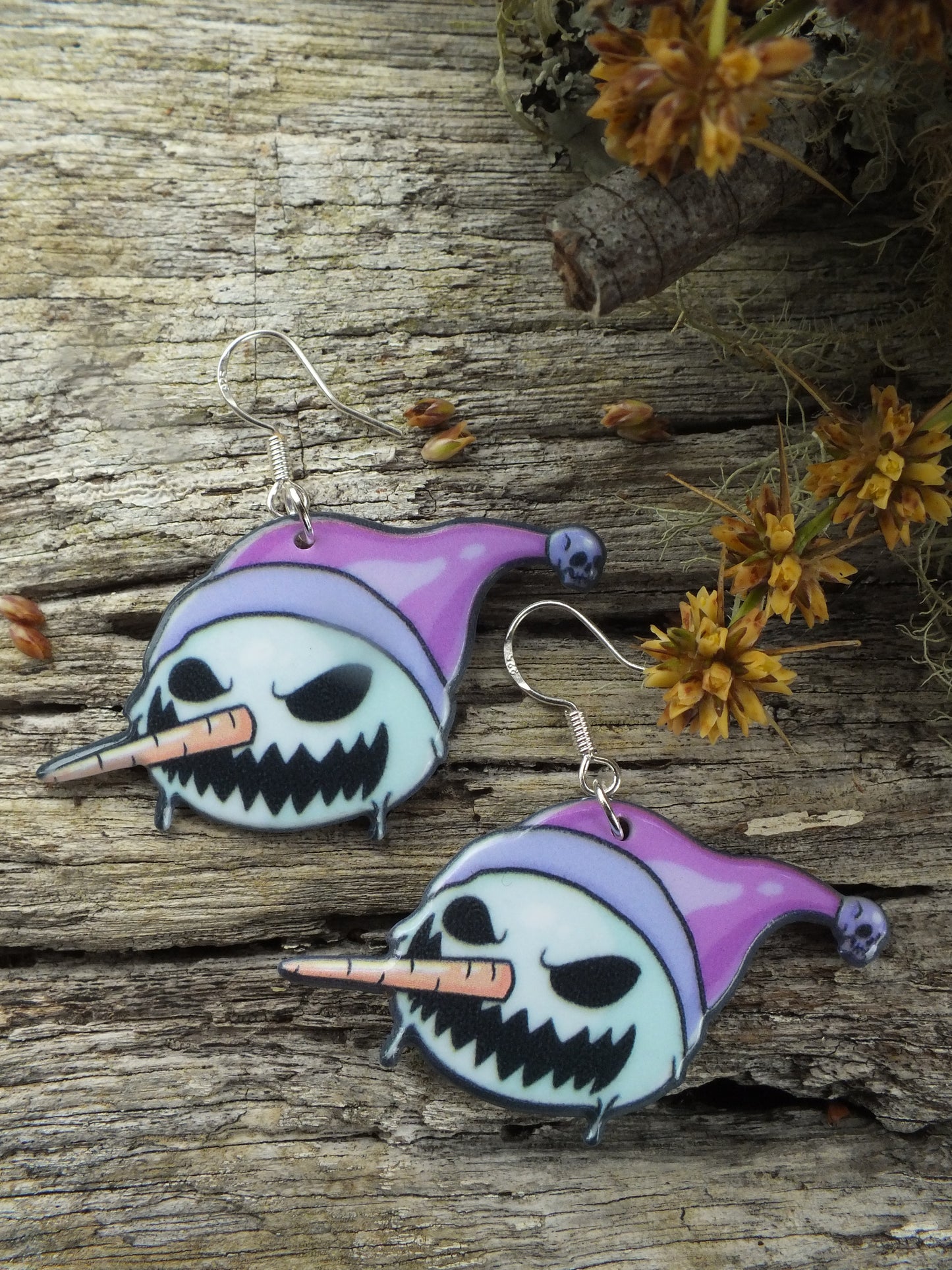 Alternative Christmas Frosty The Snowman Earrings