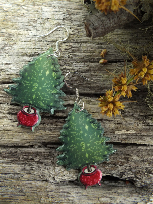 Alternative Christmas Tree Earrings