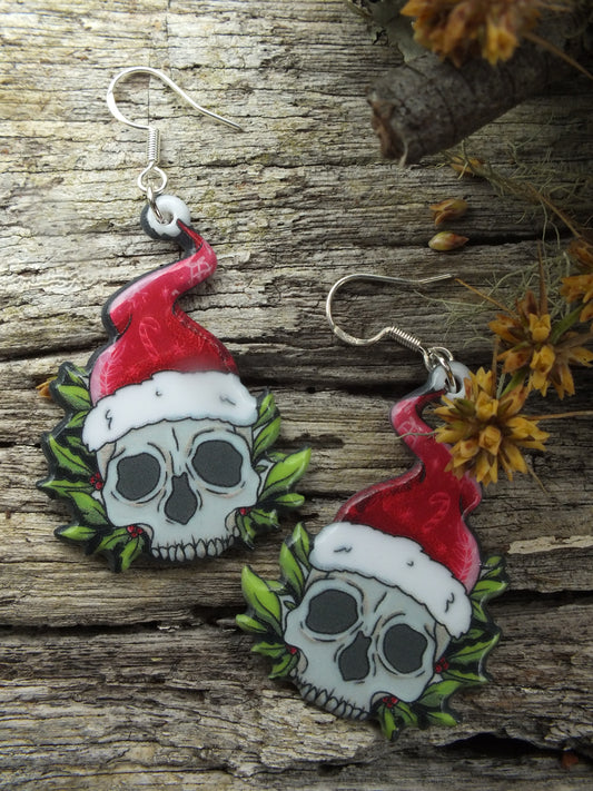 Alternative Christmas Santa Skull Earrings