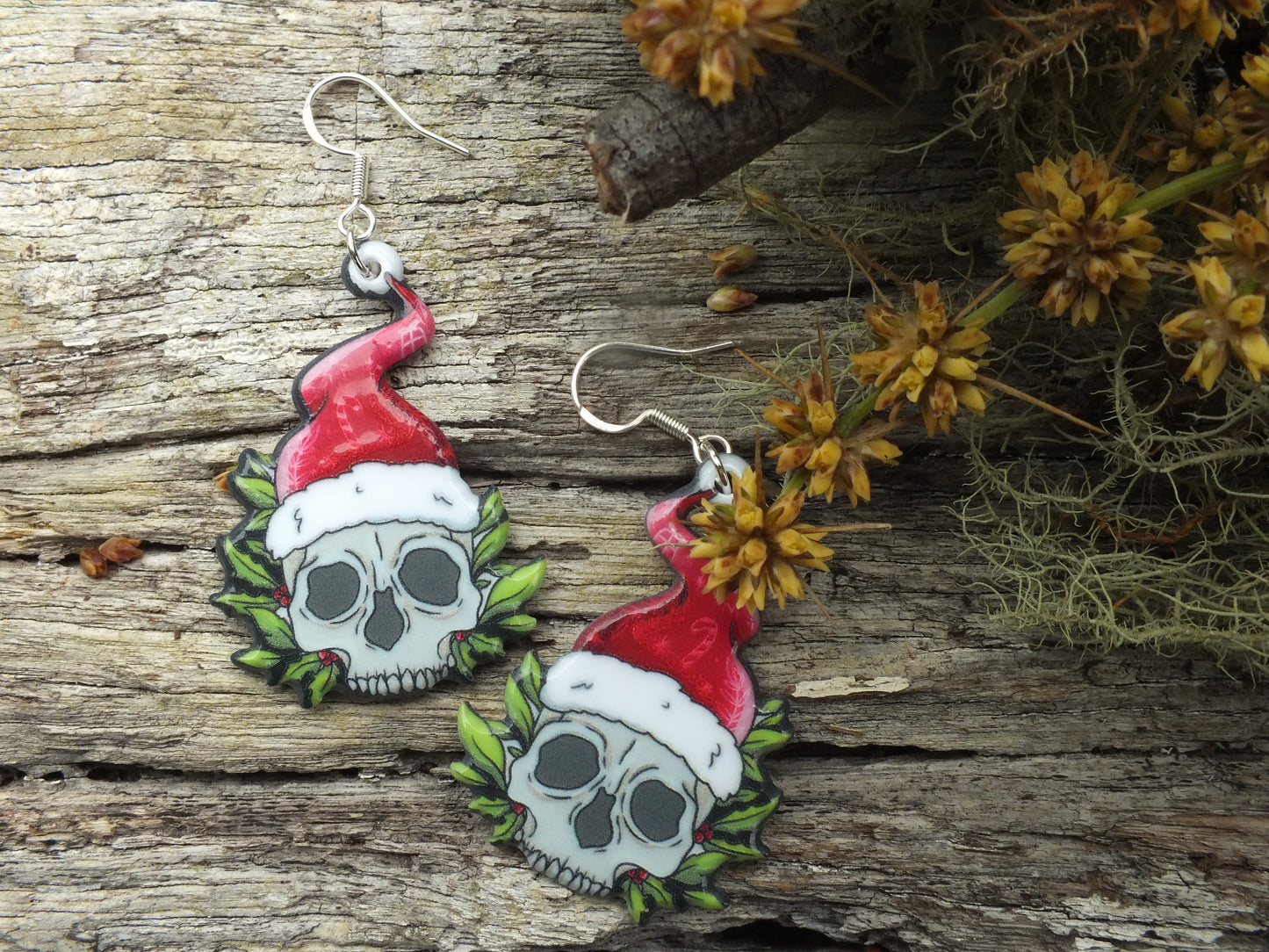 Alternative Christmas Santa Skull Earrings
