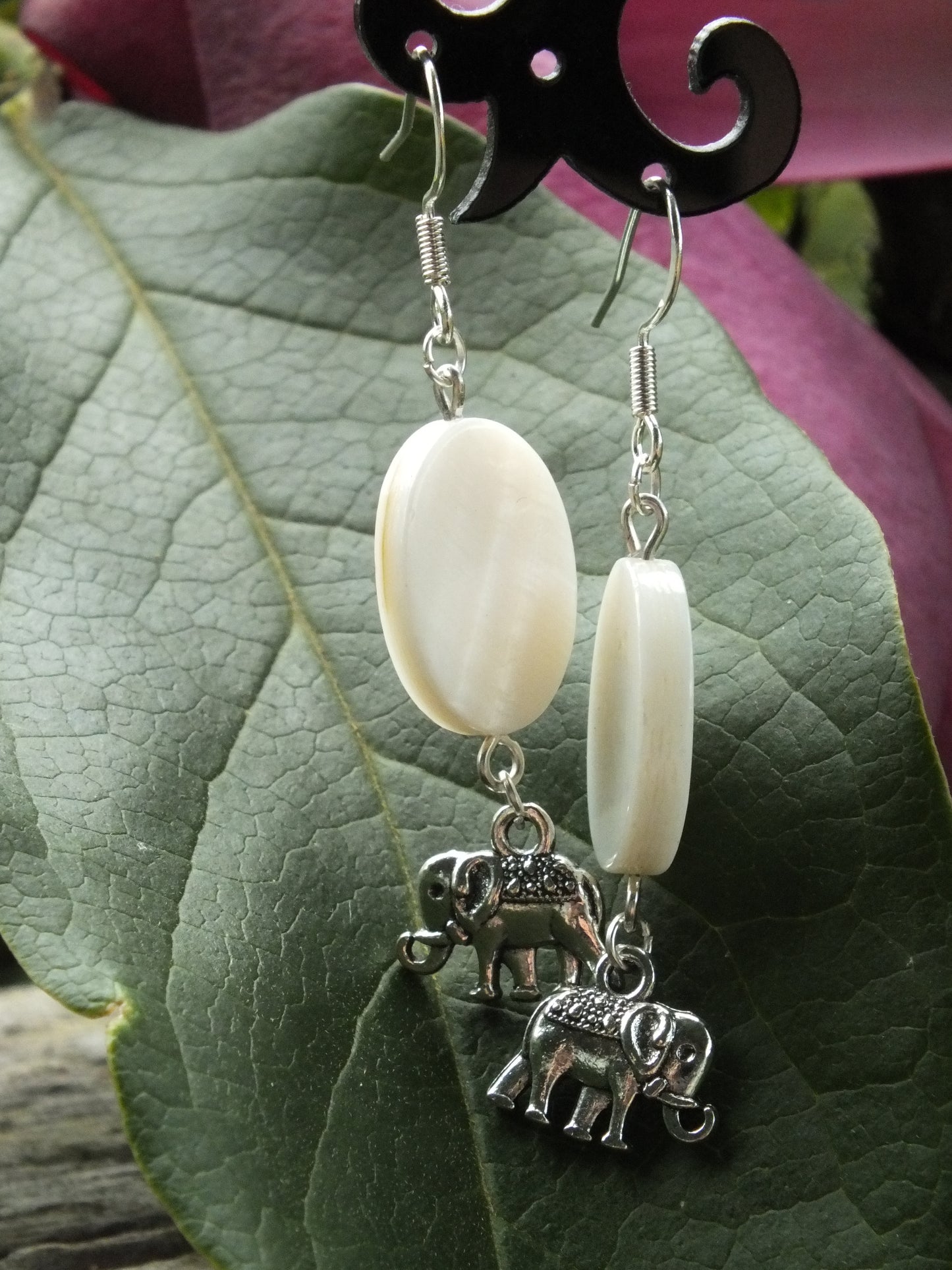 Mother Of Pearl Elephant Earrings