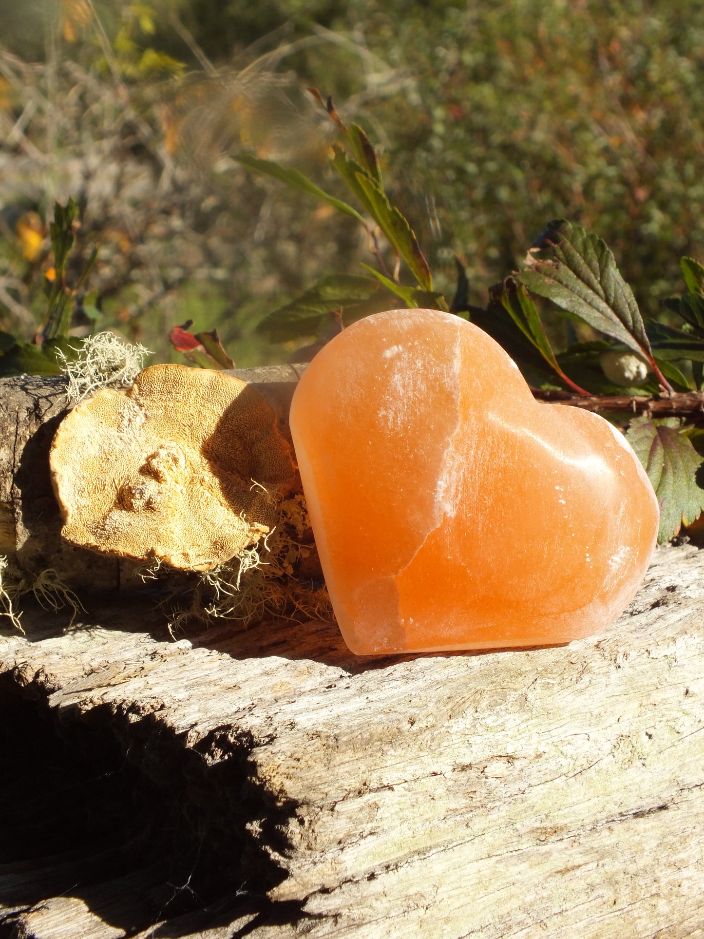 Peach Selenite Heart