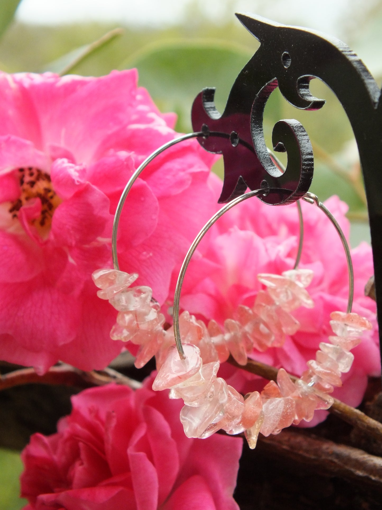 Cherry Quartz Hoop Earrings