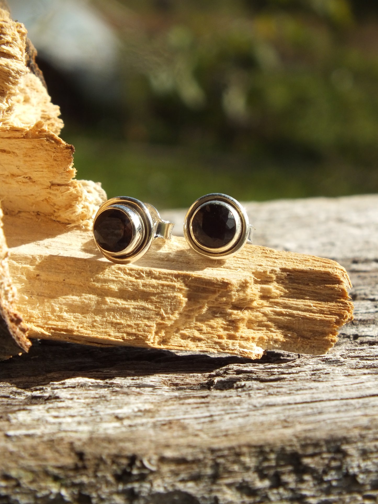 Sterling Silver Smoky Quartz Stud Earrings