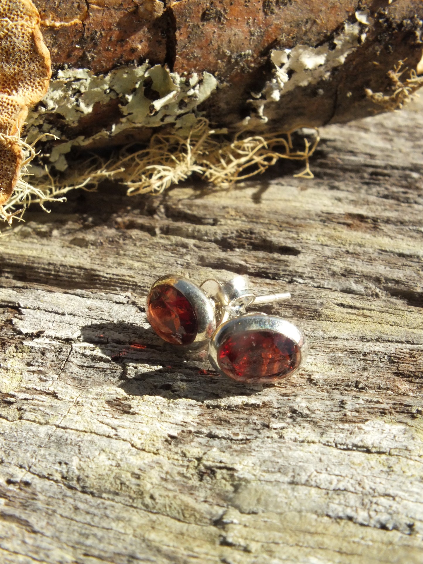 Garnet Sterling Silver Stud Earrings
