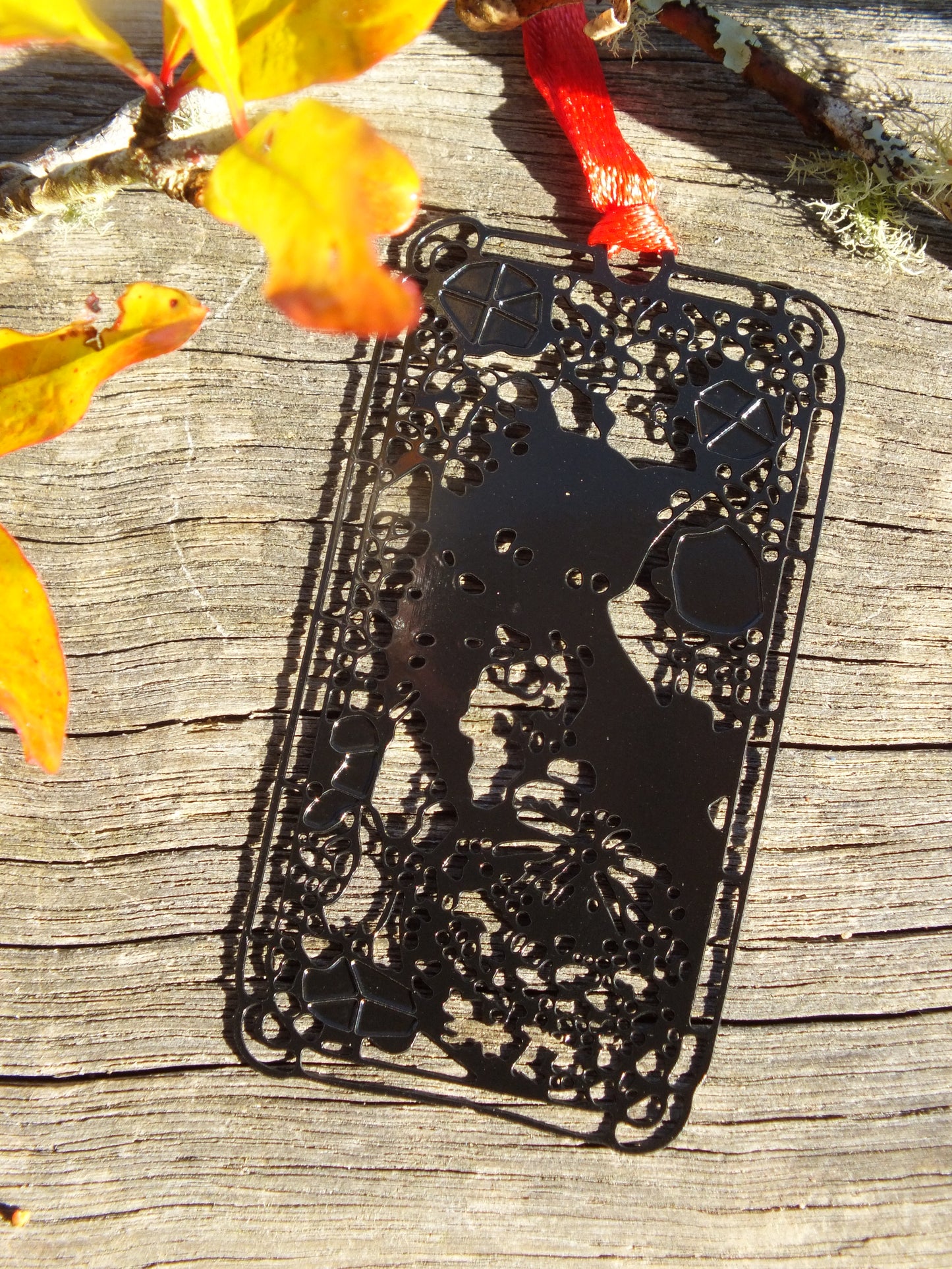 Black Filigree Cat Metal Bookmark