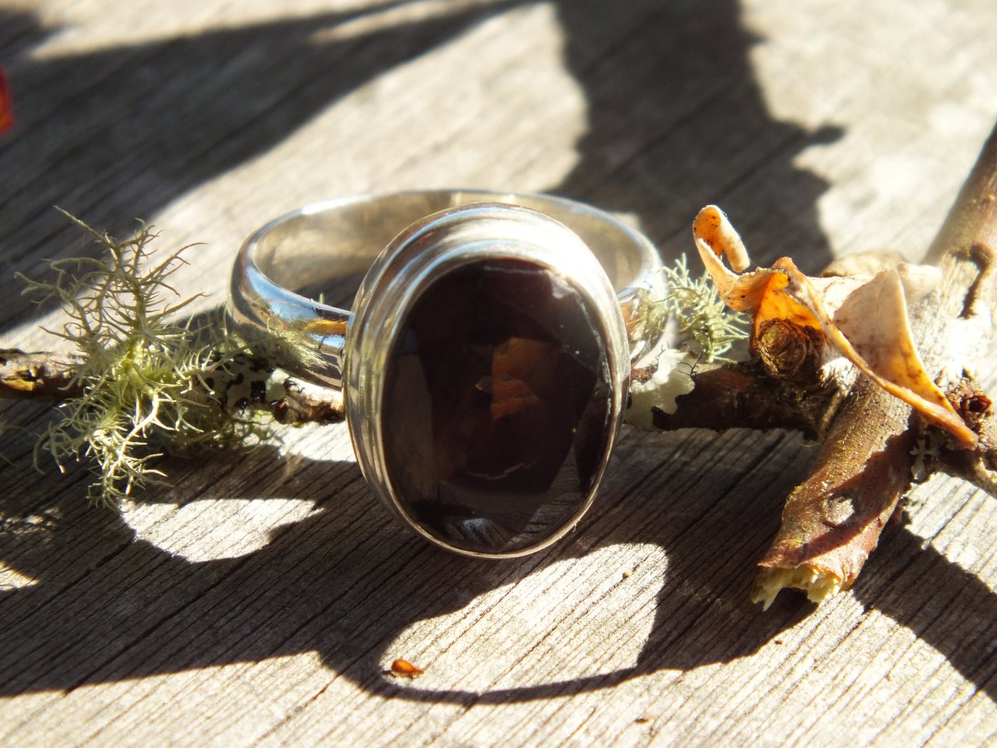Sterling Silver with Faceted Smokey Quartz Ring