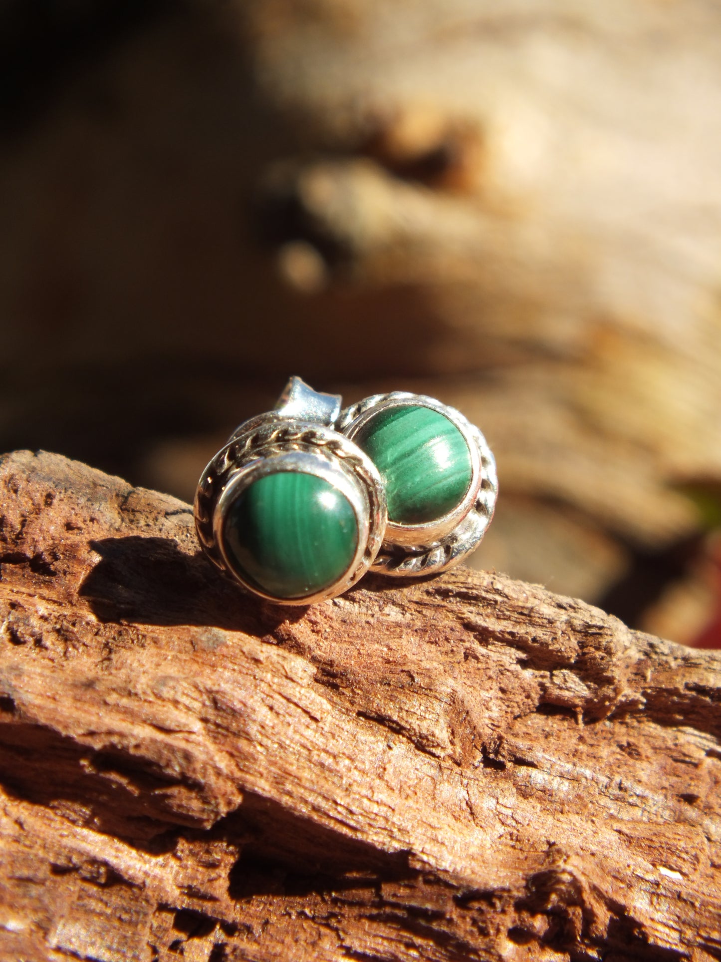 Sterling Silver Malachite Stud Earrings