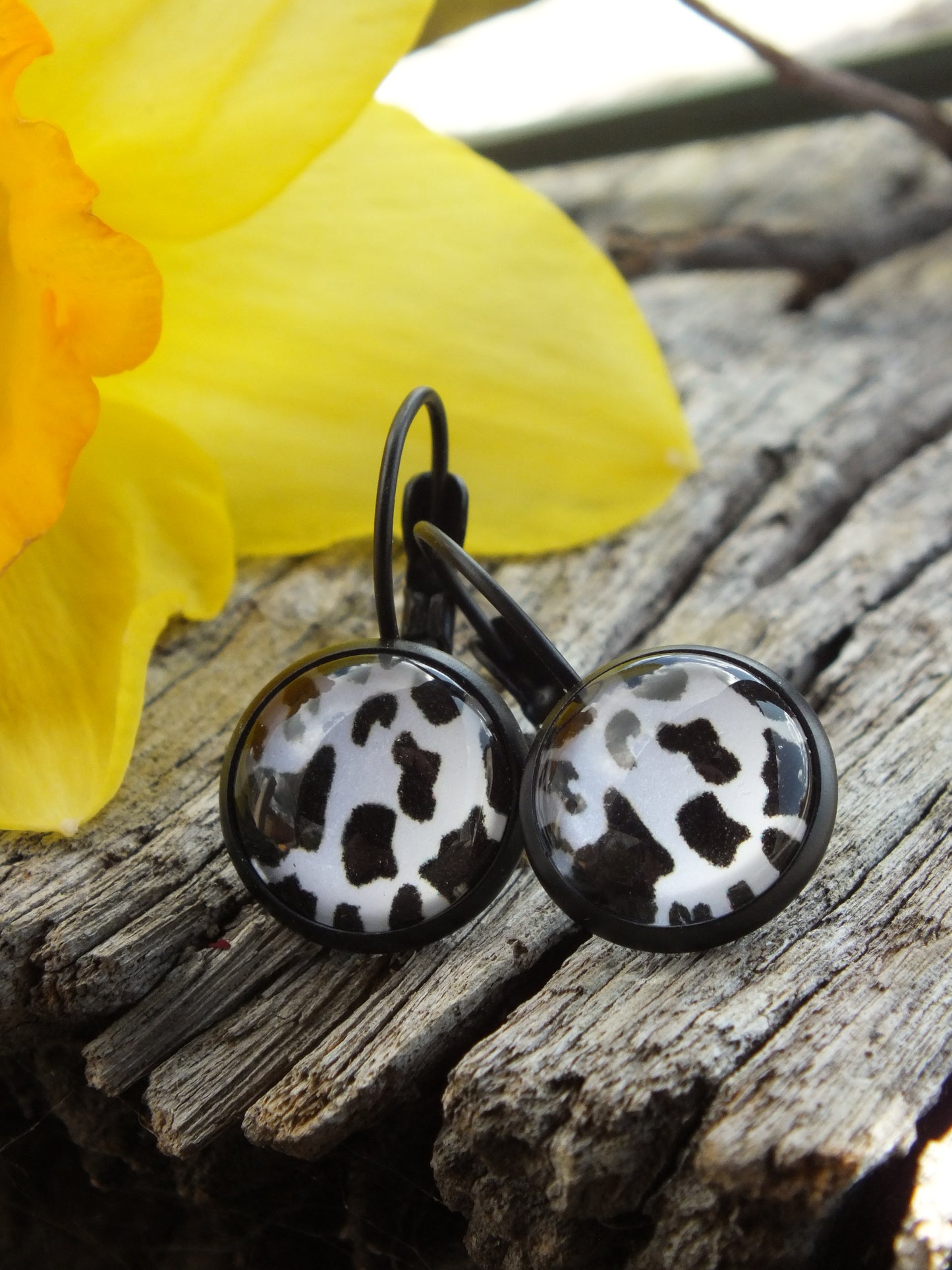 Cow Print Cabochon Earrings