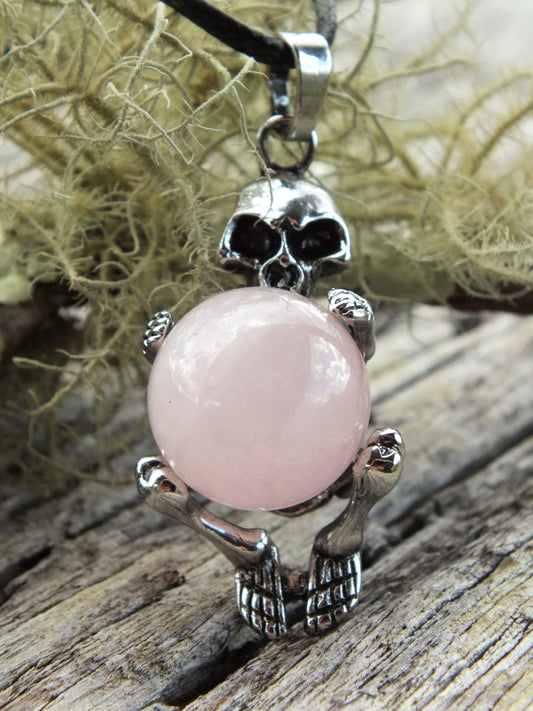 Rose Quartz Sphere Skeleton Necklace