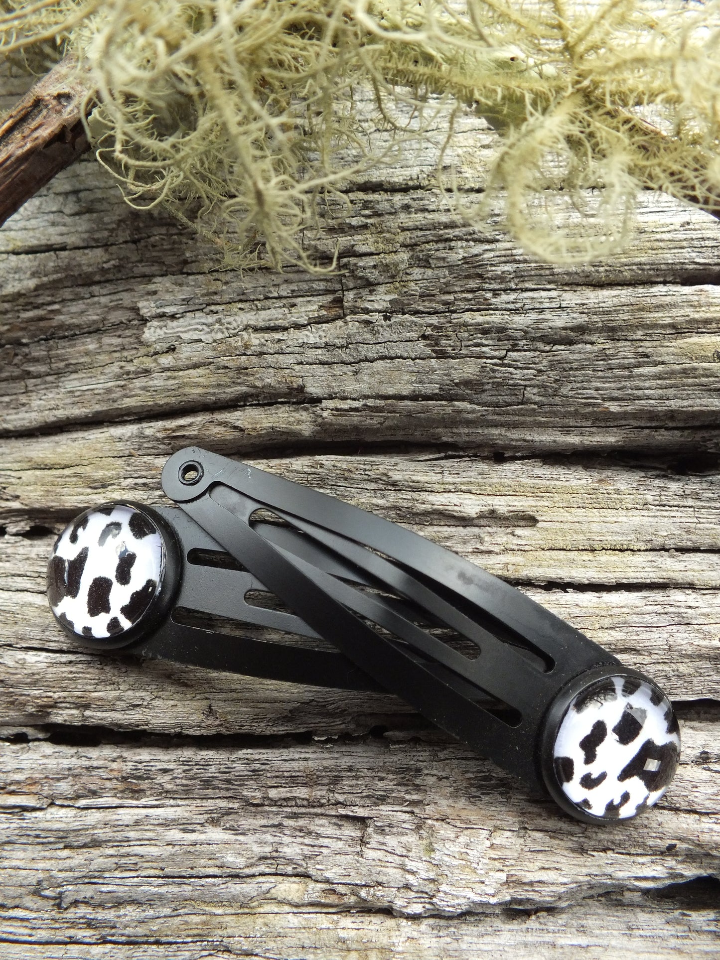 Cow Print Snap Hair Clips