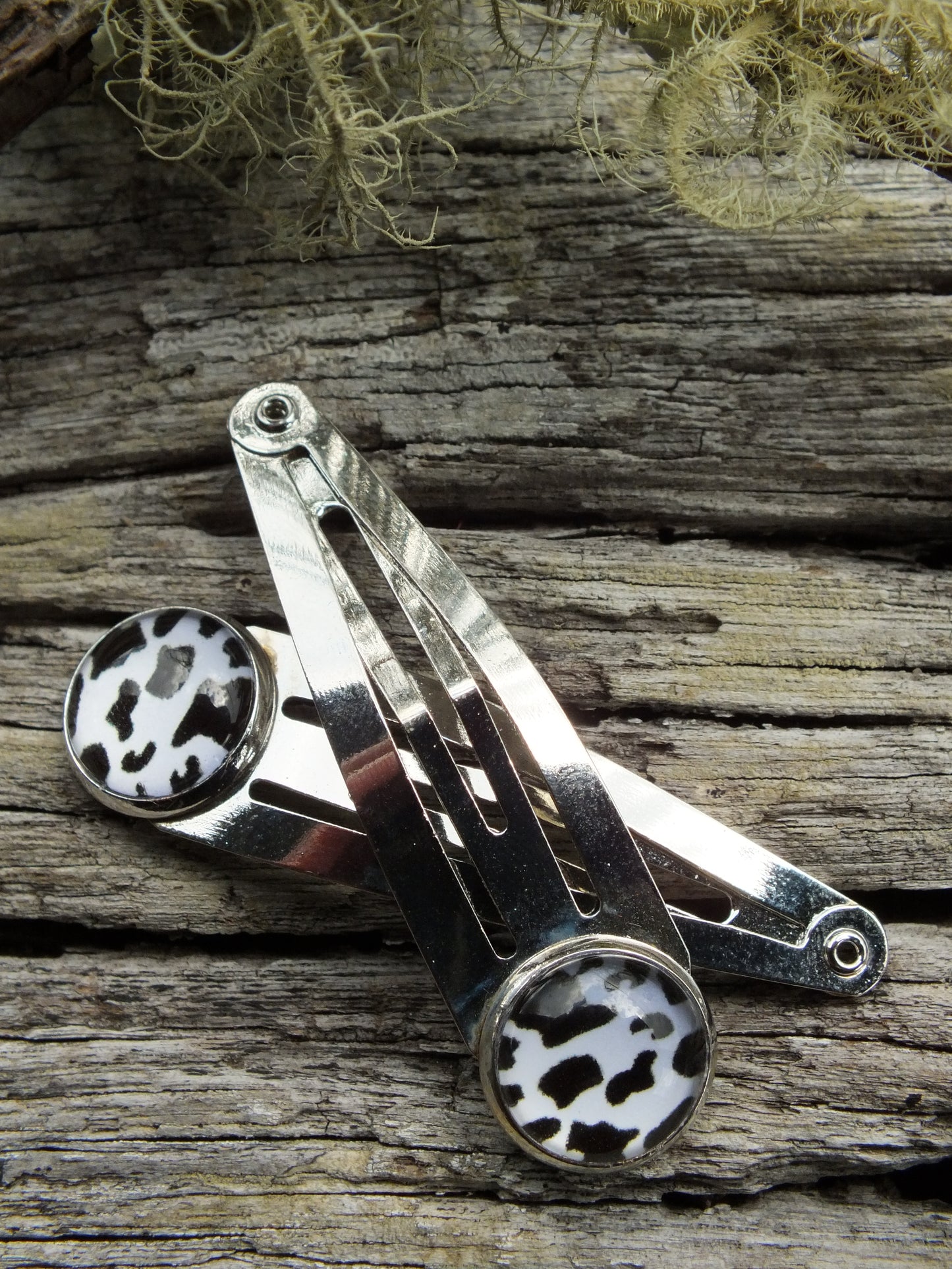 Cow Print Snap Hair Clips