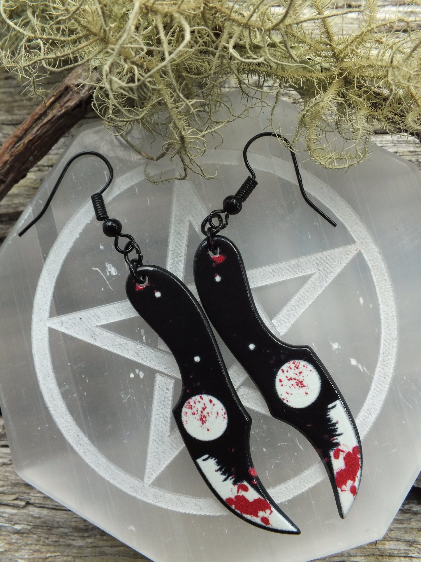 The Butcher Baker's Bloody Hunting Knife Earrings