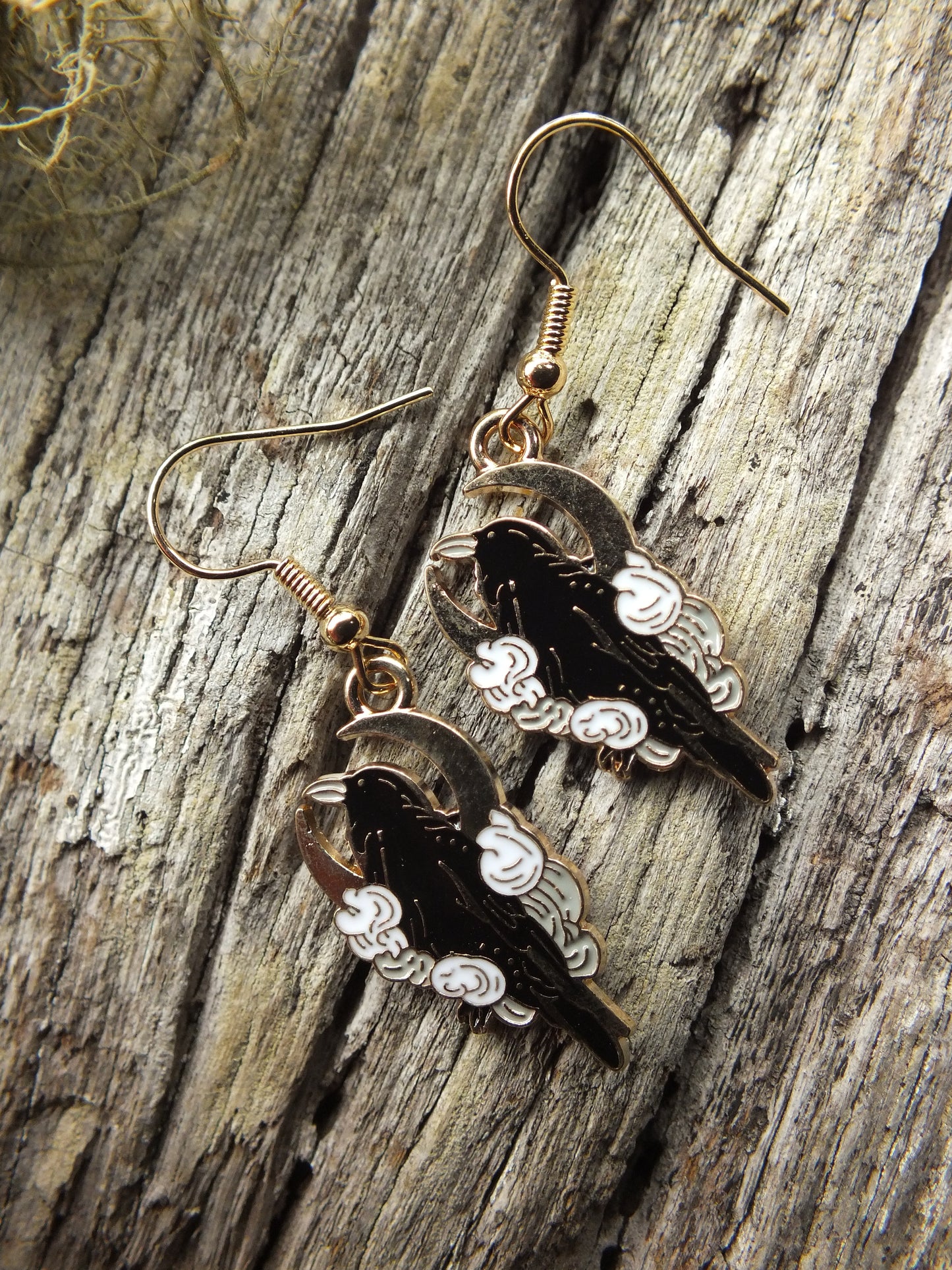 Crow & Crescent Moon Earrings