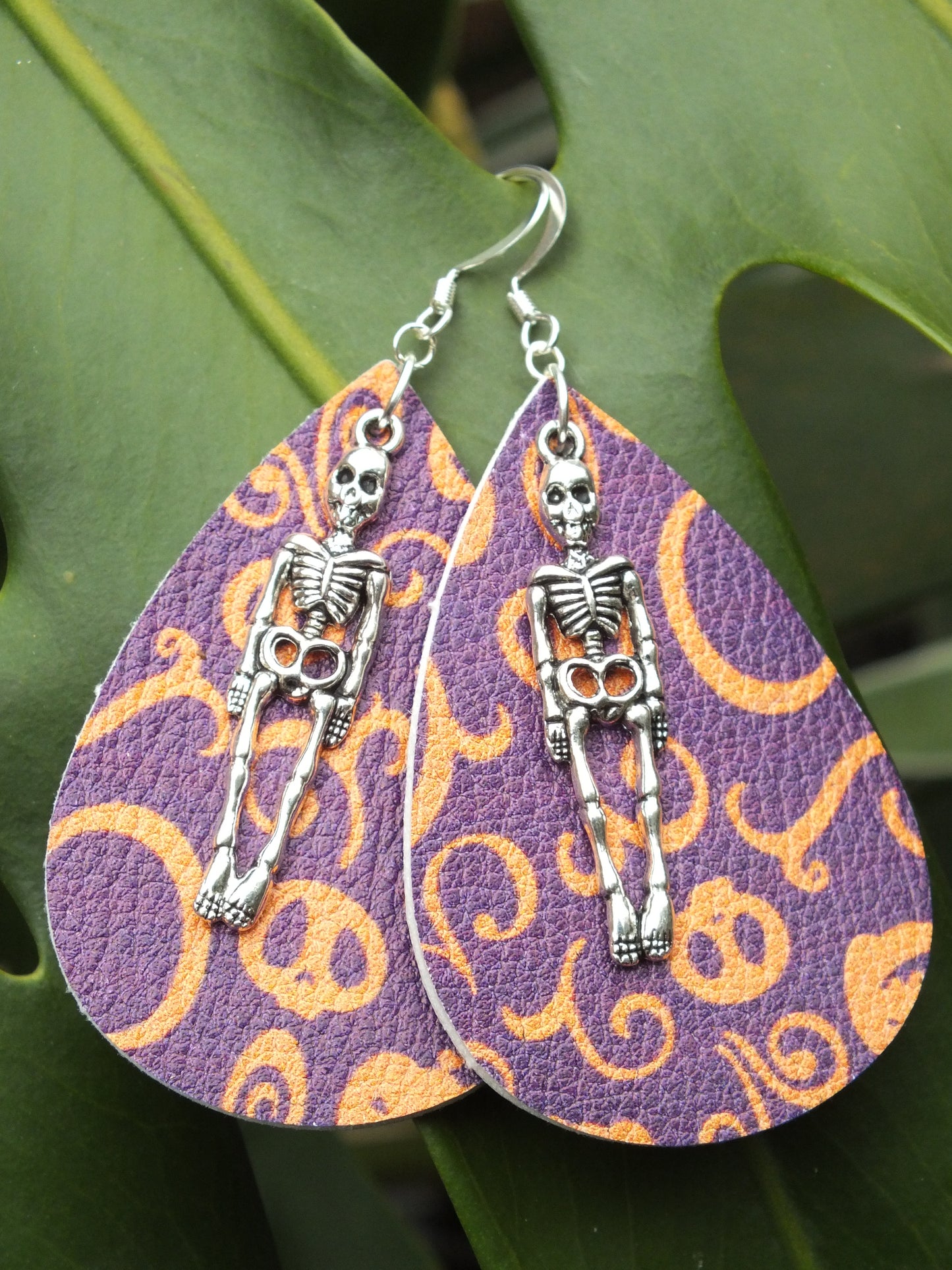 Halloween Leather Skeleton Earrings