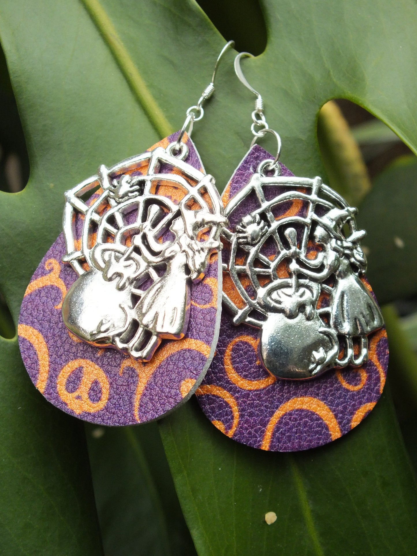 Halloween Leather Witch Earrings
