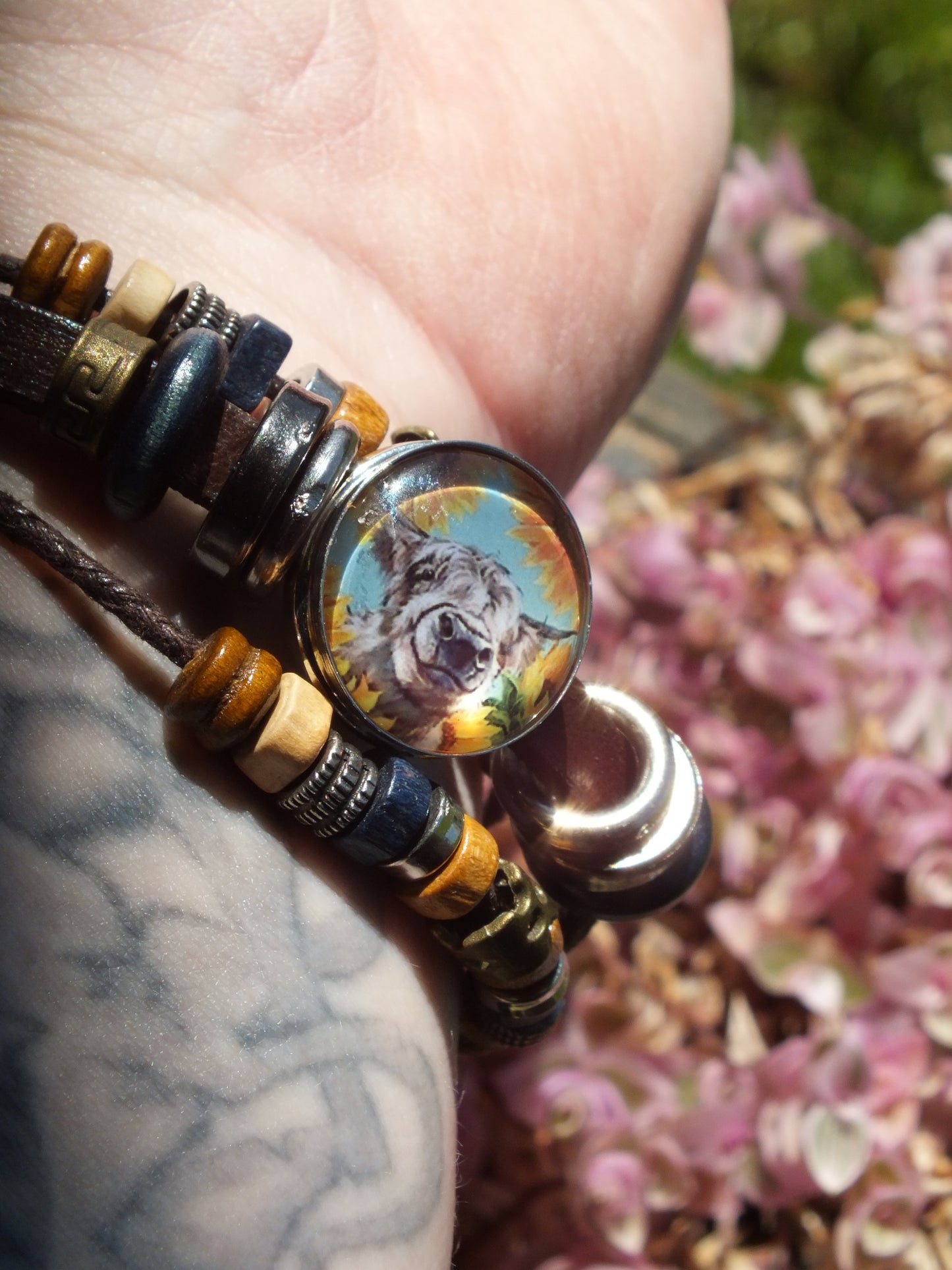 Leather & Bead Snap Button "Hamish" Bracelet