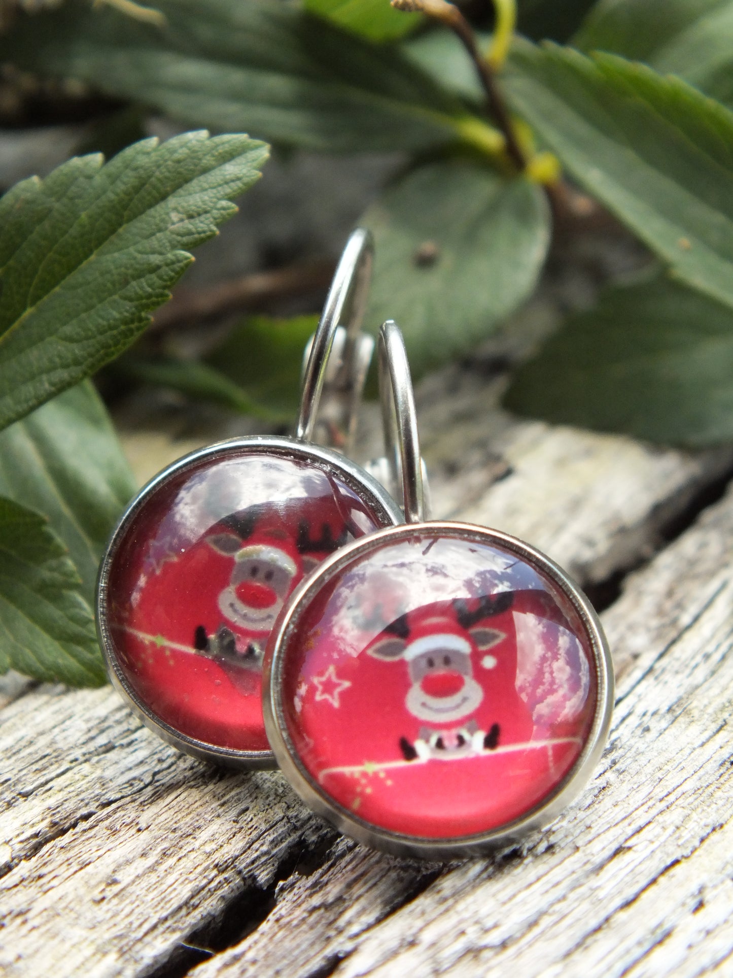 Christmas Rudolph Cabochon Earrings