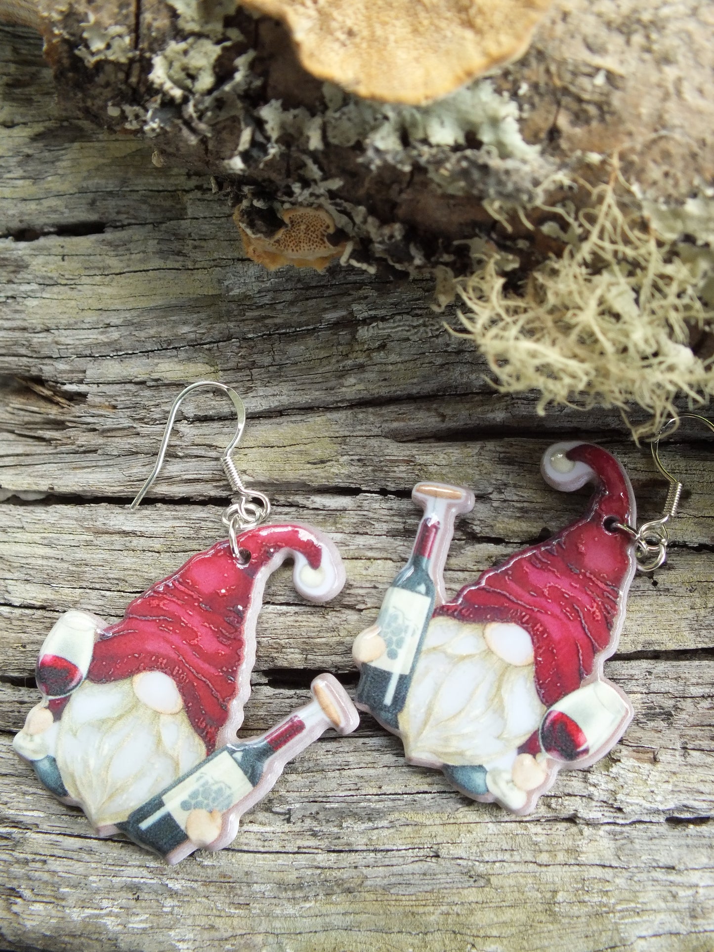 Red Wine Gentleman Gnome Earrings