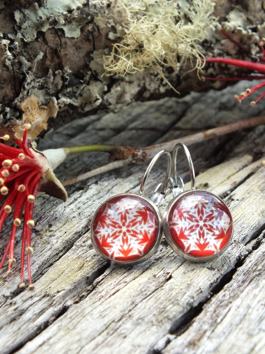 Christmas Snowflake Cabochon Earrings