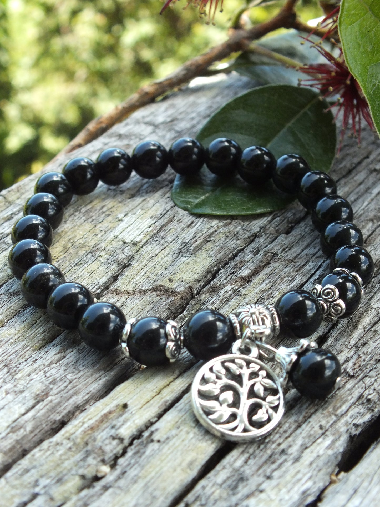 Black Agate Tree Of Life Bracelet