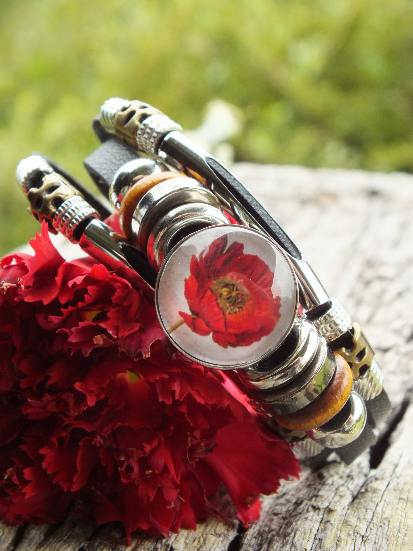 Poppy Snap Button Leather Bracelet