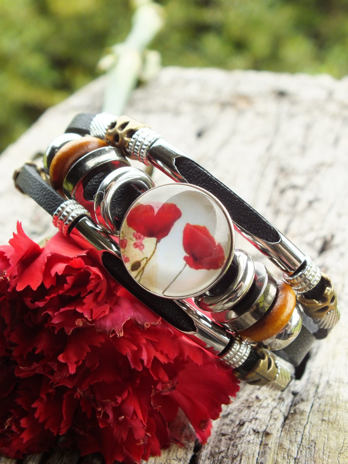 Poppy Snap Button Leather Bracelet