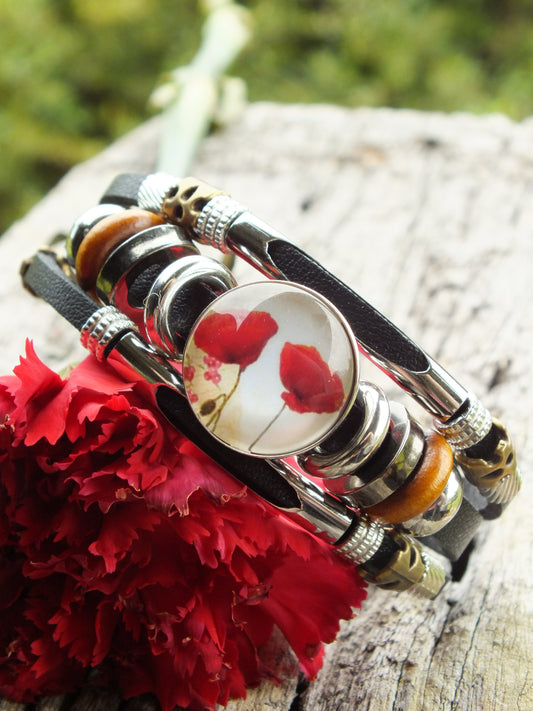 Poppy Snap Button Leather Bracelet