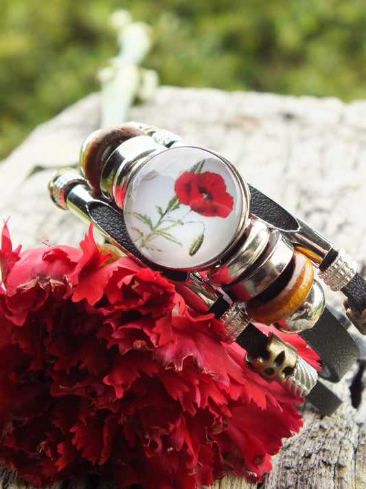 Poppy Snap Button Leather Bracelet