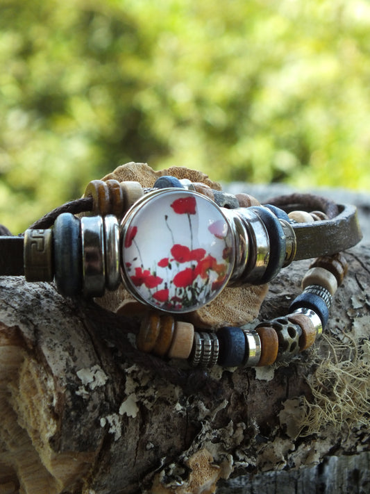 Poppy Snap Button Leather Bracelet