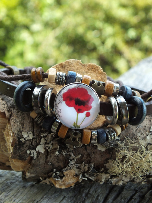 Poppy Snap Button Leather Bracelet