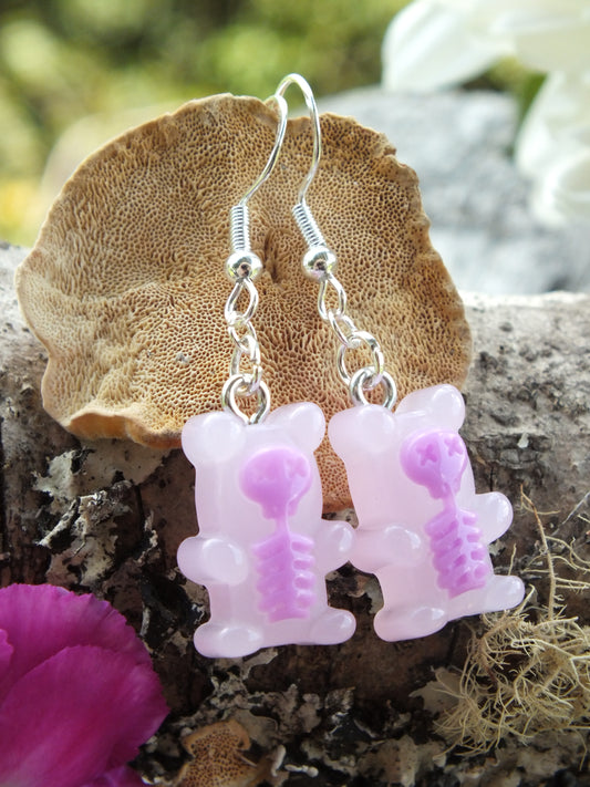 Skel-Gummy Bear Earrings - Pink