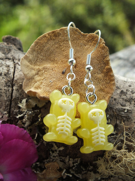 Skel-Gummy Bear Earrings - Yellow