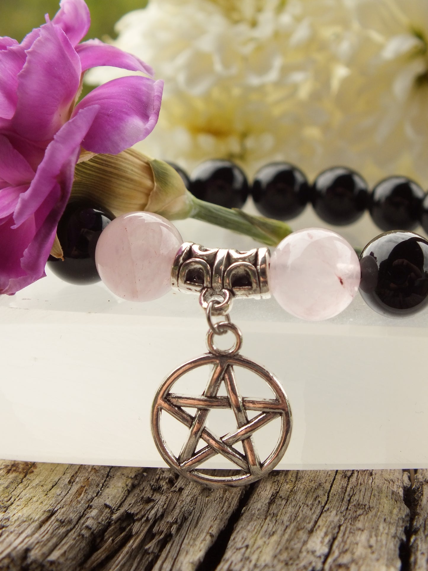 Pentacle Protection Bracelet - Rose Quartz
