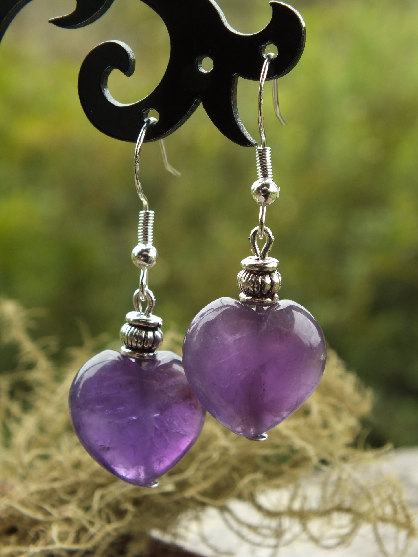Amethyst Heart Earrings